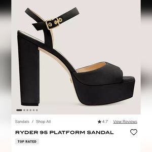 NWT Stuart Weitzman Ryder 95 Platform Sandal Black Suede, Size 9B
